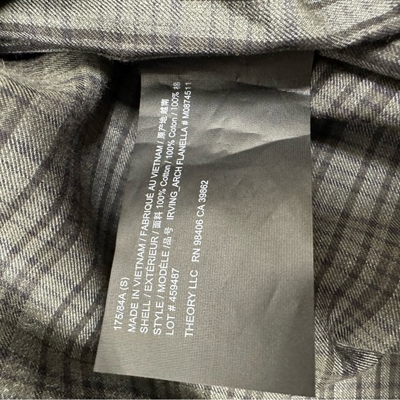 Theory IRVING Men's Gray Plaid Shirt SIZE SMALL NWT - Picture 8 of 9